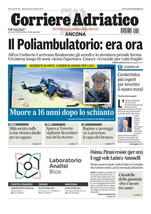 Prima-pagina-corriere adriatico-edizione-di-oggi-12-11-2024